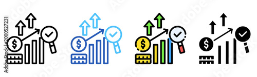 Revenue Analysis Icon Multiple Style Collection Set 
