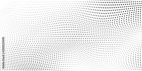 Abstract wave black dots halftone circle on white background