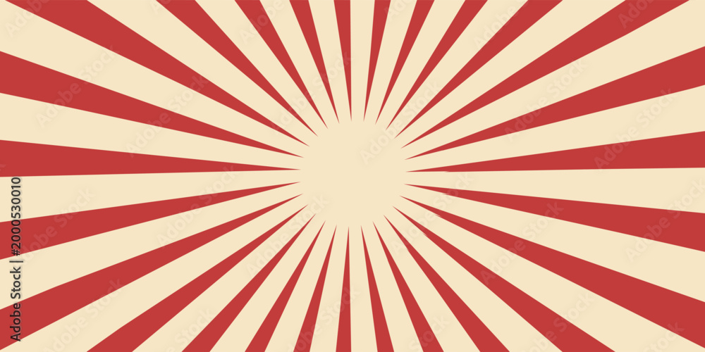 Obraz premium Red and creamy colour circus background and spiral retro rays vector pattern. Perfect comic style