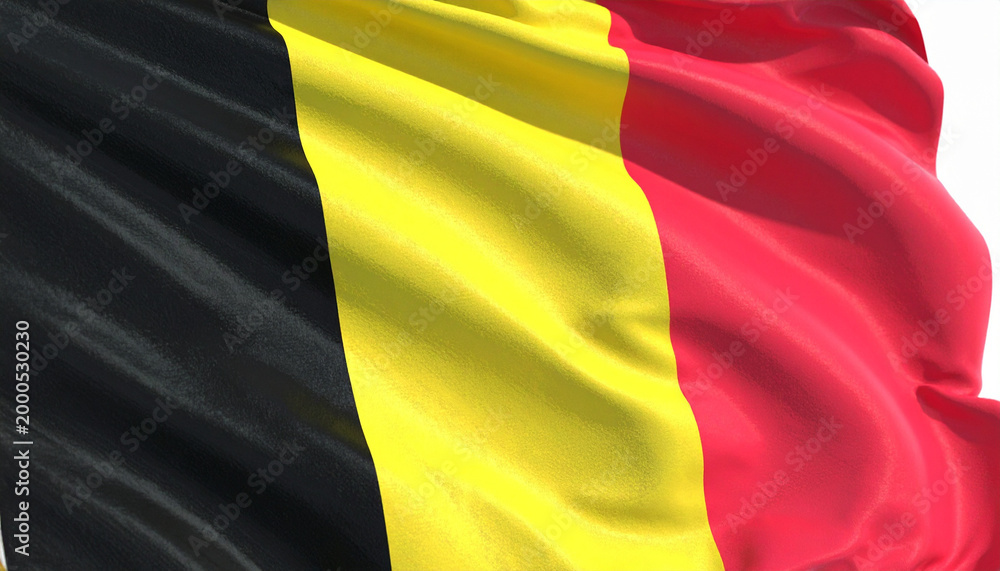 Obraz premium Belgium National Flag Waving with Fabric Folds