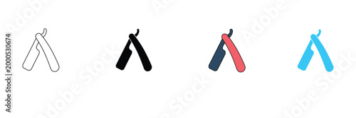 Straight Razor Icon for Professional Barber Shop, Classic Shaving Tool, Men's Grooming Salon, and Sharp Blade. Symbol Vector Illustration.