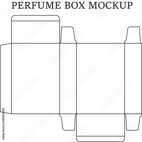 Perfume box dyeline template with tuck top for luxury cosmetic product packaging design