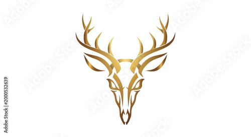 Golden Deer Skull Graphic Design.