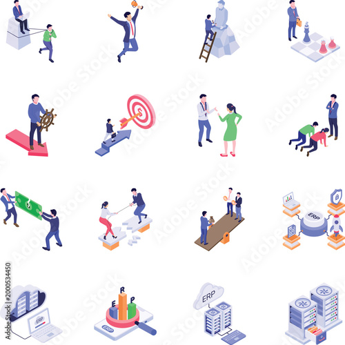 Pack of Isometric Style Employment and Job Illustrations 
