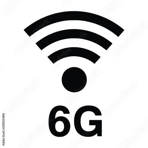 6g network symbol with wi fi signal icon on white background representing high speed internet and connectivity
