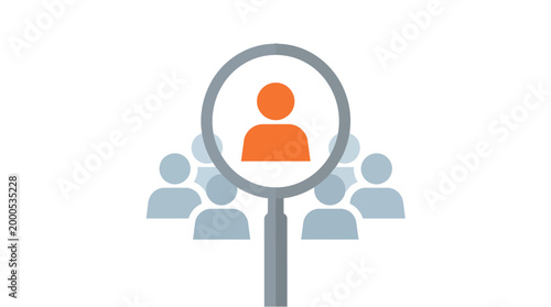 Recruitment Concept with Magnifying Glass Identifying a Person