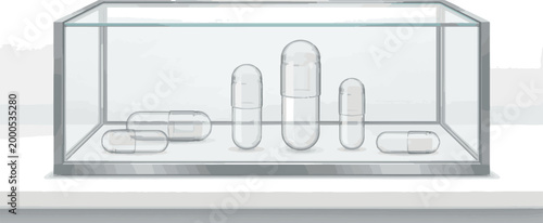 
Create a realistic kinds of deferent Glass Empty Safety Capsule Showcase. Empty Medicine Capsule Pill vector art with white background..