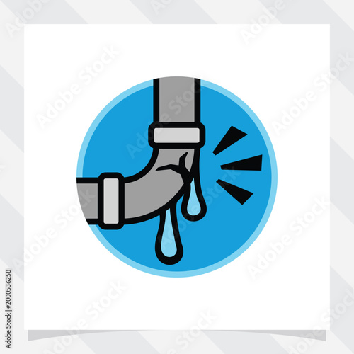 Vector illustration of a Leaking pipe. Broken pipe icon in solid flat design style.