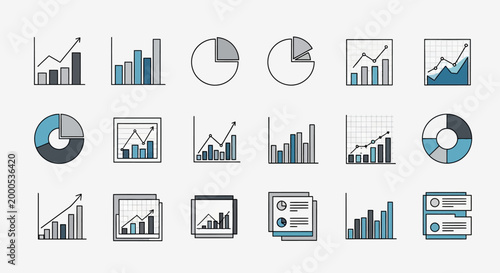 Collection of business graph icons.