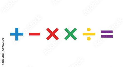 Colorful Basic Math Symbols Closeup.