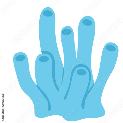 Blue finger coral tubes, soft coral formation, underwater marine life, vector illustration icon design element.