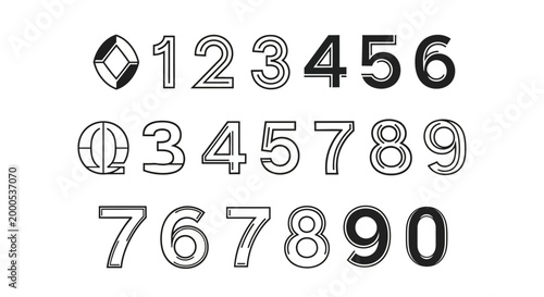 Numbers and Digits in Various Fonts.