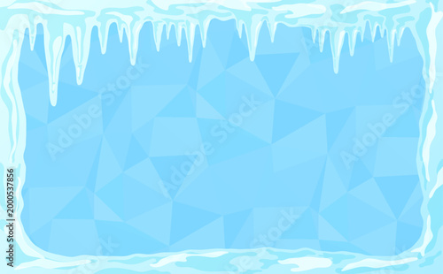 つららのフレームと氷背景2_横