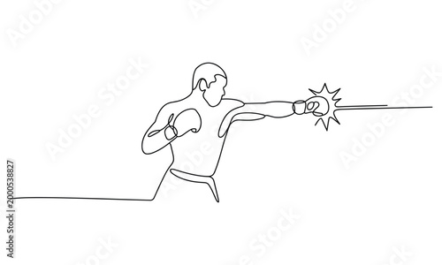 Boxing fighter performing a punch with motion lines.