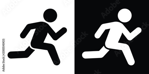 Simple vector icon of a person running. Minimalist silhouette representing activity, movement, and fitness. Suitable for sports apps, gym websites, or instructional signs for exercise and jogging.