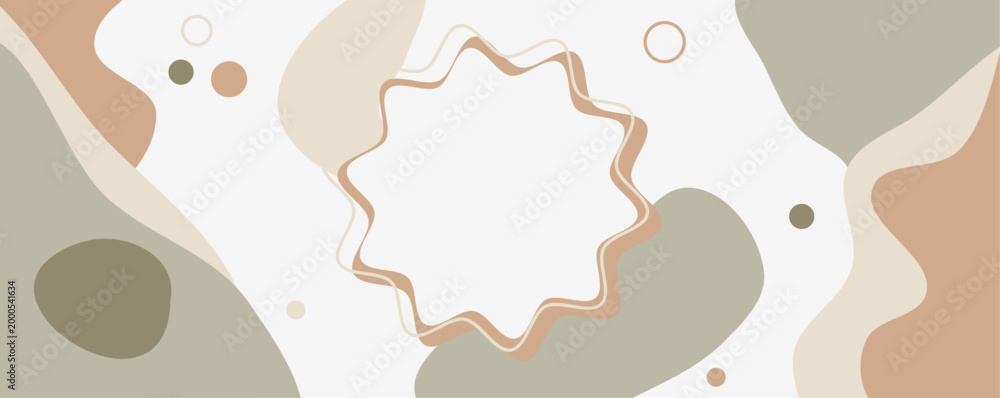 Fototapeta premium Abstract organic shapes background with minimalist botanical style