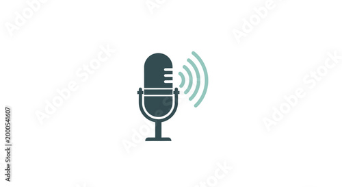 Obraz na płótnie Microphone icon with sound waves.