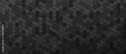Varied hexagon mosaic pattern, geometric texture, dark gray.
