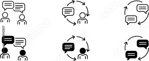 Communication icons set speech bubbles messaging and dialogue symbols for ui ux design