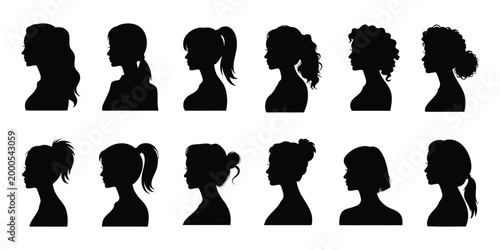 Black silhouette of diverse people in various poses and activities