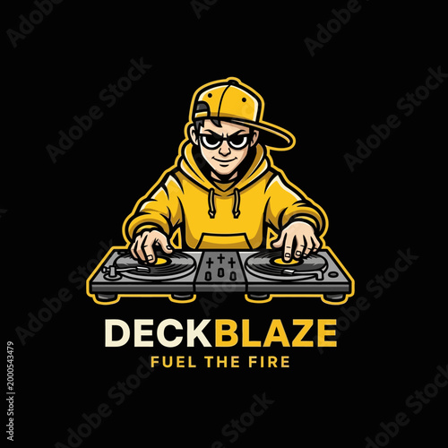 Young man wearing DJ headphones.