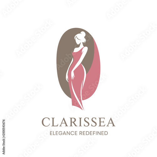 Elegant pregnant woman in pink dress.