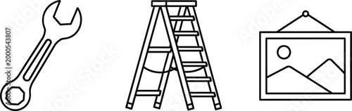 Tools and art frame vector icons