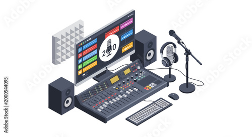 Tableau sur toile Professional music recording studio equipment setup.