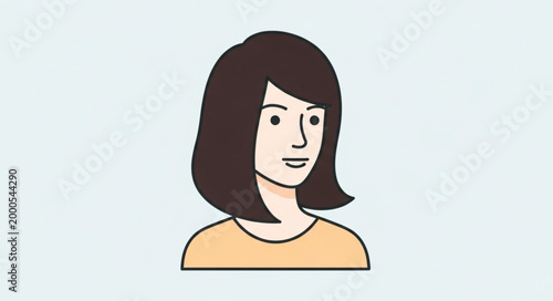 Tableau sur toile Illustration of a young woman with short brown hair and a neutral expression
