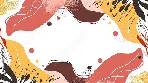 Abstract decorative border with organic shapes and floral elements for creative use.