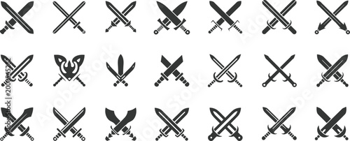 Collection of Medieval Swords and Daggers Silhouettes for Fantasy Combat and Gaming blade weapon