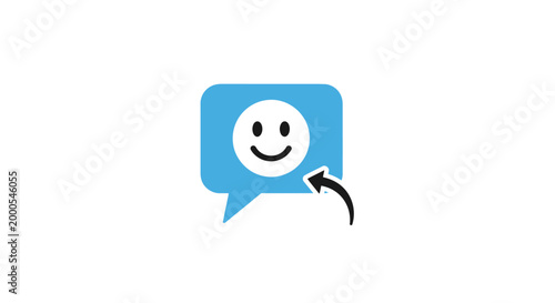 Billede på lærred A blue speech bubble with a smiley face.