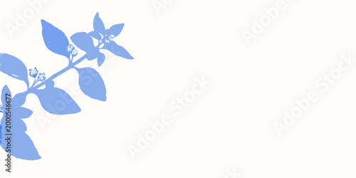 textured branch illustration with blue leaves on white background high quality professional detailed modern elegant