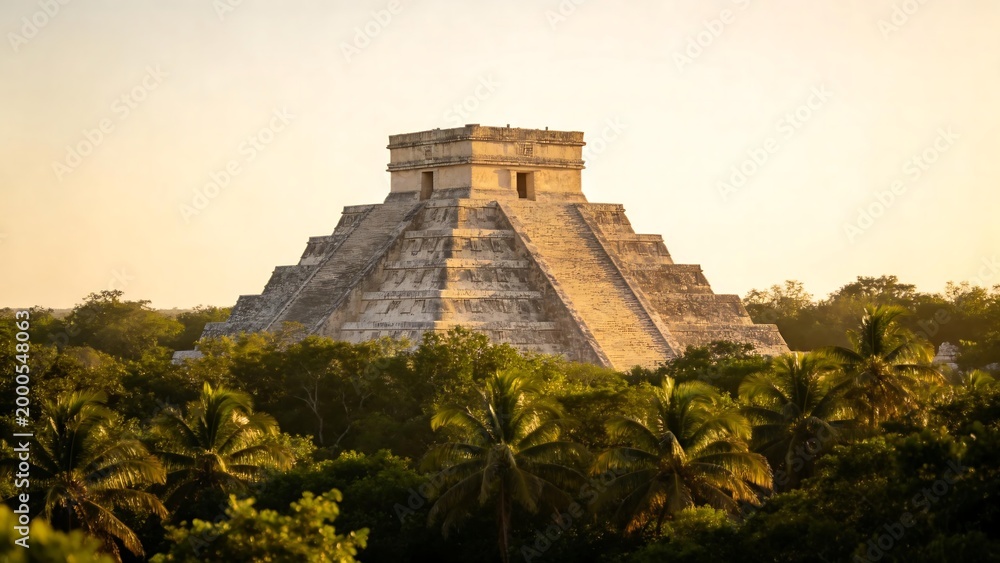 Obraz premium Ancient pyramid in tropical forest