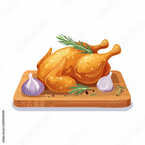 Gebratenes Hähnchen mit Rosmarin und Knoblauch