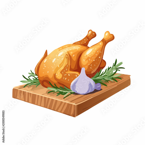 Gebratenes Hähnchen mit Rosmarin und Knoblauch