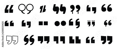 Obraz na plátně Quote mark line icon set