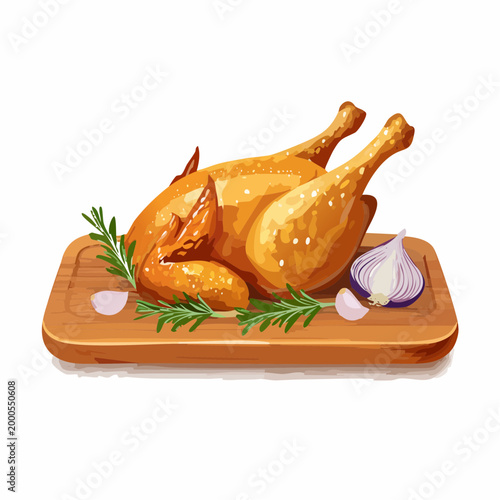 Gebratenes Hähnchen mit Rosmarin und Knoblauch