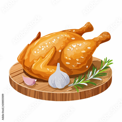 Gebratenes Hähnchen mit Rosmarin und Knoblauch