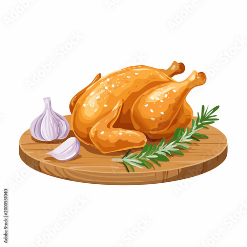 Gebratenes Hähnchen mit Rosmarin und Knoblauch