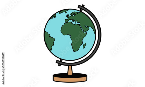 World Globe Illustration on Stand showing Africa and Europe