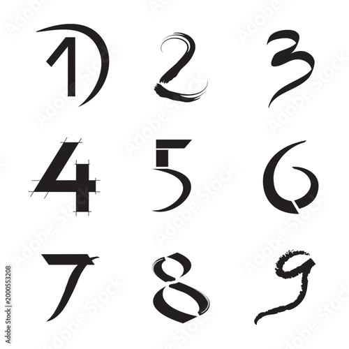 Ensemble d'Icônes Chiffres pour Design Logos - Illustration Vecteur Noir et Blanc