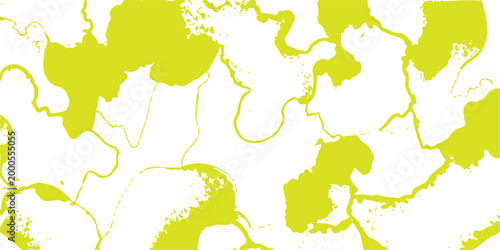 Vector illustration of a seamless pattern with green leaves shaped into a world map and globe symbol for a geography atlas design