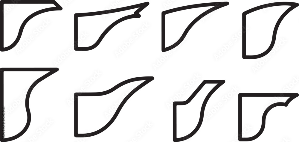 Obraz premium Black letter u shapes with different lines and angles Vector