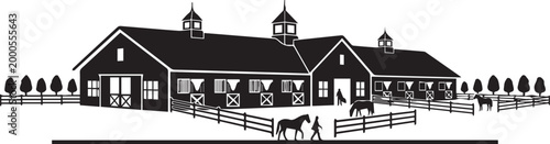Modern Equestrian Horse Stable Silhouettes