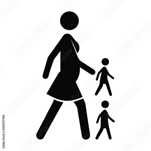 Pregnant Woman Walking Minimal Vector Icon