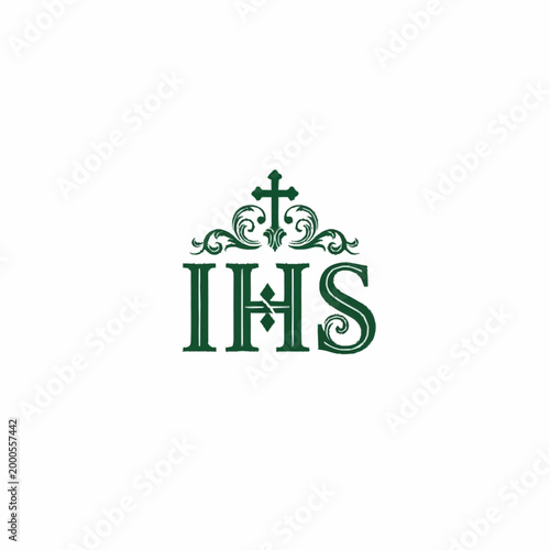 Bild auf Leinwand IHS Christian Religious Symbol with Cross.