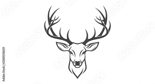 Konstfotografi Majestic Stag Head Illustration with Antlers.