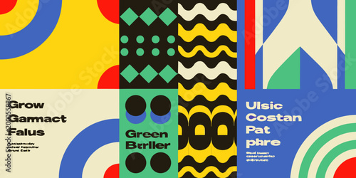 abstract geometric shapes with vibrant yellow blue and green colors high quality professional detailed modern