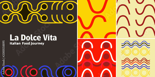 asymmetrical vertical splits with colorful patterns on black yellow red backgrounds high quality professional detailed